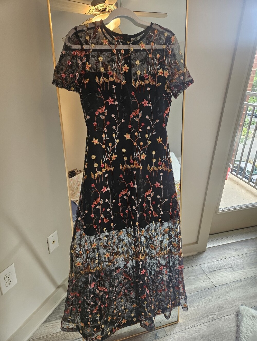 Embroidered Floral Black Maxi Dress